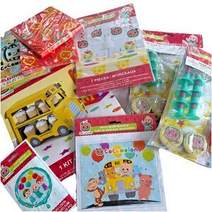 Cocomelon Party Kit - Decorations & Favors Tablecloth Decor Bus Balloon Backdrop